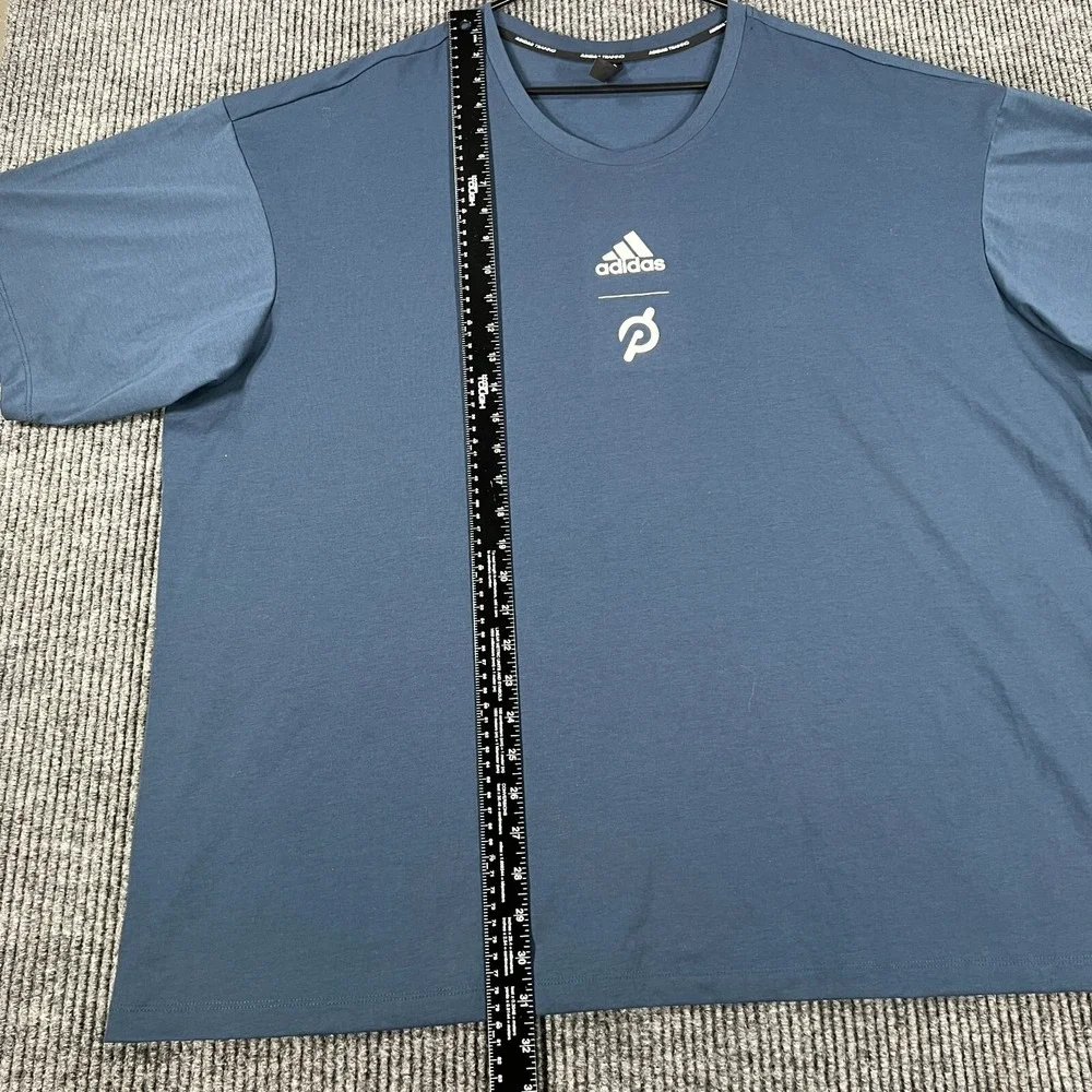 Adidas x Peleton Shirt Mens 2XL XXL Blue Short Sleeve Activewear Soft Sharp